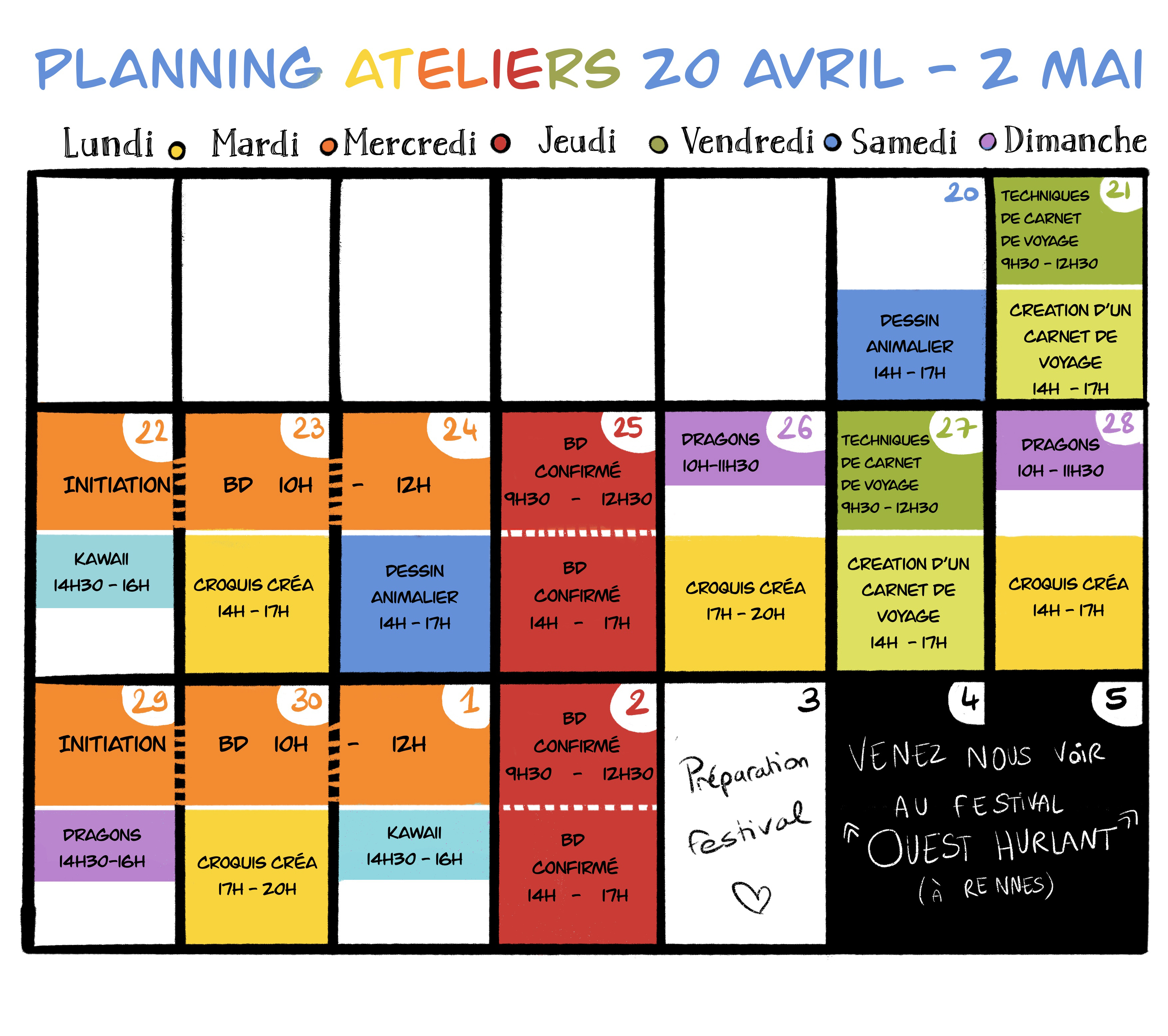 Planning 20 avril 2 mai